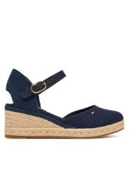 Tommy Hilfiger Espadryle Mid Wedge Espad Closed Toe FW0FW09233 Granatowy. Niebieskie sandały damskie Tommy Hilfiger, bez wzorów, z materiału, bez obcasa, bez zapięcia. Za 409.99 zł.