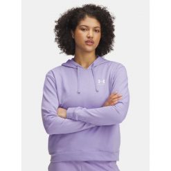 Bluza Damska UA RIVAL TERRY HOODIE 6005511-538. Fioletowe bluzy sportowe damskie Under Armour, bez wzorów, bez kaptura, na fitness i siłownię. Za 136.99 zł.