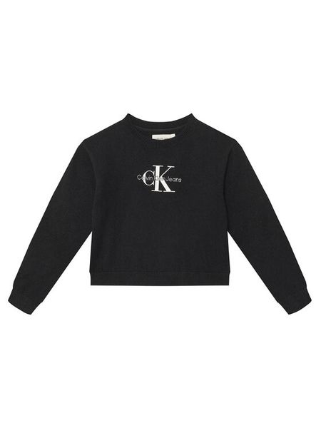 Calvin Klein Jeans Sweter Monologo IG0IG02830 D Czarny Regular Fit. Czarne swetry dla dziewczynek Calvin Klein Jeans, bez wzorów, z bawełny, bez kołnierzyka, bez ramiączek, bez kaptura. Za 199.99 zł.