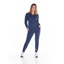 Bluza wygodna z kaptur na czas wolny na co dzień. Niebieskie bluzy sportowe damskie LEONE 1947 APPAREL, xs, bez wzorów, z dresówki, bez kaptura, na fitness i siłownię. W wyprzedaży za 286.28 zł.