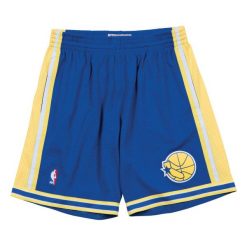 Krótki Golden State Warriors nba. Niebieskie krótkie spodenki sportowe męskie Mitchell & Ness, m, bez wzorów, do koszykówki. Za 397.50 zł.