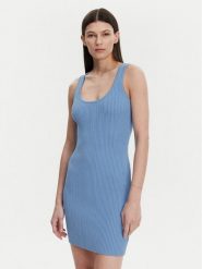 MICHAEL Michael Kors Sukienka dzianinowa MS5830I33D Niebieski Slim Fit. Niebieskie sukienki damskie MICHAEL Michael Kors, xl, bez wzorów, z dzianiny, bez kołnierzyka, bez ramiączek. Za 599.99 zł.