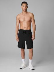 Spodenki plażowe boardshorty męskie 4F 4FWSS26UBDSM167. Czarne szorty męskie 4f, m, bez wzorów, z elastanu. Za 89.99 zł.