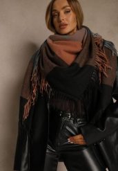 Brązowy Szalik Saltorin. Brązowe szaliki i chusty damskie Renee, bez wzorów, z bawełny. Za 49.99 zł.