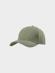 4F Czapka z daszkiem strapback uniseks - oliwkowa/khaki S/M. Brązowe czapki i kapelusze damskie 4f, na lato, bez wzorów, z bawełny, klasyczne. W wyprzedaży za 29.99 zł.