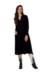 Rozkloszowana Sukienka z Kieszeniami - Czarna. Czarne sukienki damskie MOE, l, bez wzorów, z bawełny, bez kołnierzyka, bez ramiączek, rozkloszowane. Za 344.90 zł.