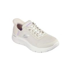 Buty SKECHERS GO WALK FLEX GRAND ENTRY Beżowy. Białe obuwie sportowe damskie Skechers, bez wzorów, z tkaniny, trekkingowe, Skechers Sport. Za 299.99 zł.