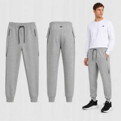 SPODNIE MĘSKIE SPORTOWE 4F JOGGERY DRESOWE SZARE. Szare spodnie sportowe męskie 4f, m, bez wzorów, z dresówki, na fitness i siłownię. Za 159.99 zł.