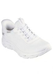Buty SKECHERS SLIP-INS BOBS ARC WAVES Biały. Białe obuwie sportowe damskie Skechers, bez wzorów, z materiału, do biegania. Za 332.99 zł.
