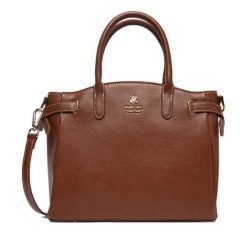 Torebka Beverly Hills Polo Club. Brązowe torebki do ręki damskie Beverly Hills Polo Club, bez wzorów, bez dodatków. Za 269.99 zł.