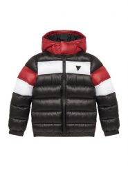 Guess Kurtka zimowa L6BL04 W3947 Czarny Regular Fit. Czarne buty zimowe chłopięce Guess, z aplikacjami, z syntetyku, bez zapięcia. Za 394.99 zł.