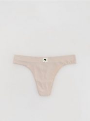 Majtki typu stringi - beżowy. Brązowe stringi damskie Reserved, l, bez wzorów. Za 29.99 zł.