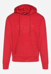 Czerwona Bluza z Bawełną Kapturem i Sznurkami Amatusa. Czerwone bluzy męskie Born2be, l, bez wzorów, z bawełny, z kapturem. Za 99.99 zł.