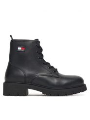 Tommy Jeans Trapery Tjw Lace Up Leather Boot EN0EN02824 Czarny. Czarne śniegowce i trapery damskie Tommy Jeans, z jeansu. Za 489.99 zł.