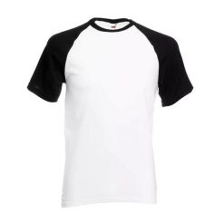 Męska Koszulka Baseballowa Z Krótkim Rękawem. Białe koszulki sportowe męskie Fruit of the Loom, m, bez wzorów, bez kołnierzyka, bez ramiączek. Za 43.99 zł.