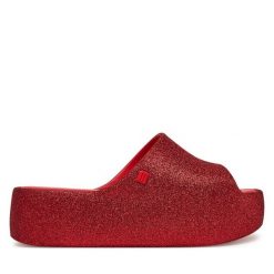 Klapki Melissa. Czerwone klapki damskie Melissa, bez wzorów, bez obcasa. Za 439.99 zł.