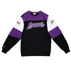 Bluza okrągły dekolt Los Angeles Lakers. Czarne bluzy męskie Mitchell & Ness, bez wzorów, bez kaptura, do koszykówki. Za 375.00 zł.