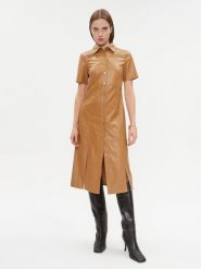 DKNY Sukienka codzienna DD3D4101 Brązowy Regular Fit. Brązowe sukienki damskie DKNY, na co dzień, bez wzorów, z syntetyku, bez kołnierzyka, bez ramiączek, proste. Za 759.99 zł.