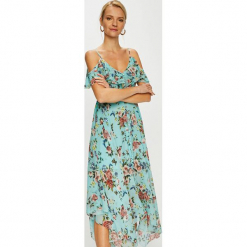 Miss Sixty - Sukienka. Szare sukienki damskie Miss Sixty, z poliesteru, casualowe, z asymetrycznym kołnierzem, na ramiączkach. W wyprzedaży za 539.90 zł.