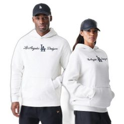 Bluza z kapturem Dodgers MLB Script Graphic. Białe bluzy sportowe męskie New Era, l, bez wzorów, z materiału, z kapturem. Za 305.50 zł.