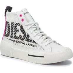 Tenisówki DIESEL - S-Dese Mid Cut W Y01994 P0269 H7090 Star White/Fluo Pink. Białe półbuty damskie Diesel, bez wzorów, z gumy, retro, bez zapięcia. Za 619.00 zł.