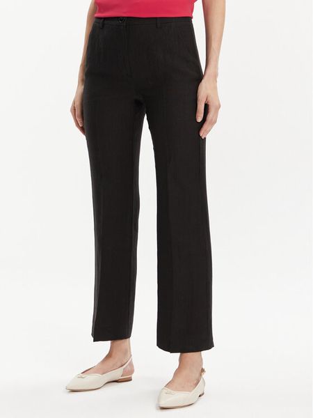 Marella Spodnie materiałowe Muschio 2413131272 Czarny Regular Fit. Czarne spodnie materiałowe damskie Marella, bez wzorów, ze lnu. Za 429.99 zł.