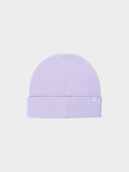 4F Czapka beanie dziecięca - fioletowa Uniwersalny. Fioletowe buty zimowe dziewczęce 4f, bez wzorów, z bawełny, bez zapięcia. W wyprzedaży za 9.99 zł.