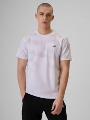 4F T-shirt regular z nadrukiem męski - biały S. Białe t-shirty męskie 4f, m, bez wzorów, z bawełny, klasyczne, bez kołnierzyka. Za 89.99 zł.