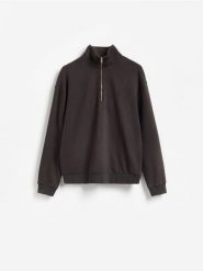 Bluza ze stójką - ciemnoszary. Szare bluzy męskie Reserved, l, bez wzorów, z bawełny, bez kaptura. Za 129.99 zł.