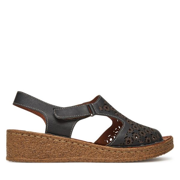 Sandały Comfortabel. Czarne sandały damskie Comfortabel, bez wzorów, bez obcasa, na koturnie, bez zapięcia. Za 369.99 zł.