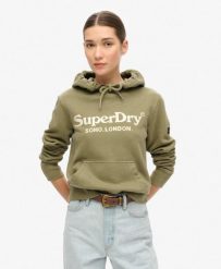 Bluza z kapturem Venue w metalicznym wykończeniem. Zielone bluzy damskie Superdry., bez wzorów, z bawełny, z kapturem. Za 362.55 zł.