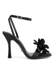 DeeZee Sandały LH24017-1 Czarny. Czarne sandały damskie DeeZee, bez wzorów, z materiału, bez obcasa, na szpilce, bez zapięcia. Za 149.99 zł.