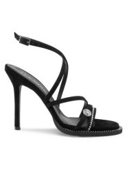 Eva Minge Sandały EM-53-07-000809 Czarny. Czarne sandały damskie Eva Minge, bez wzorów, ze skóry, bez obcasa, na szpilce, bez zapięcia. Za 479.99 zł.
