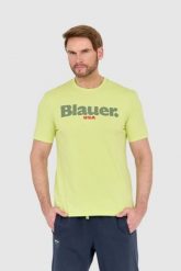 BLAUER Zielony męski t-shirt z dużym logo, Rozmiar XL. Zielone t-shirty męskie Blauer USA, l, bez wzorów, bez kołnierzyka. W wyprzedaży za 129.99 zł.