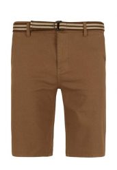 Szorty z paskiem, Regular Fit, P-CUMS. Brązowe szorty męskie Volcano, m, bez wzorów, z bawełny, klasyczne. Za 149.99 zł.