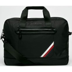 Tommy Hilfiger - Torba na laptopa. Czarne torby na laptopa męskie Tommy Hilfiger, w paski, z materiału. Za 539.90 zł.
