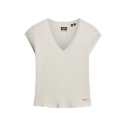 Koszulka damska z koronkowym wykończeniem Superdry Essential. Białe t-shirty damskie Superdry., bez wzorów, z koronki, bez kołnierzyka. Za 122.40 zł.