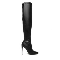 Kozaki DeeZee. Czarne kozaki damskie DeeZee, bez obcasa, na szpilce. Za 249.99 zł.