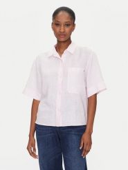 Tommy Hilfiger Koszula WW0WW44720 Różowy Relaxed Fit. Czerwone bluzki damskie Tommy Hilfiger, bez wzorów, ze lnu, bez kołnierzyka, bez ramiączek. Za 309.99 zł.