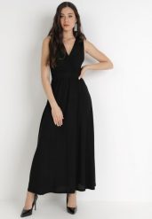 Czarna Sukienka Kephadia. Czarne sukienki damskie Born2be, s, bez wzorów, z gumy, eleganckie, bez kołnierzyka, bez ramiączek, maxi, rozkloszowane. Za 79.99 zł.