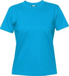 Clique Premium-T Women - Damska koszulka z bawełny, turkusowa. Niebieskie t-shirty damskie CLIQUE, l, bez wzorów, z bawełny, bez kołnierzyka. Za 112.86 zł.