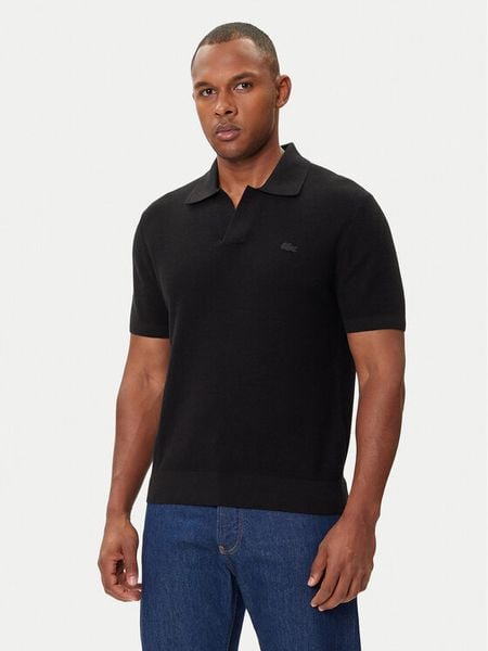 Lacoste Polo AH5186 Czarny Regular Fit. Czarne koszulki polo męskie Lacoste, m, bez wzorów, z bawełny, bez ramiączek. Za 419.99 zł.