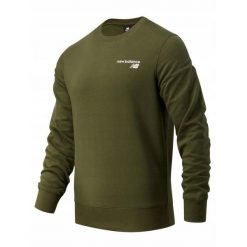 Bluza dresowa męska NEW BALANCE bez kaptura bawełna. Zielone bluzy męskie New Balance, m, bez wzorów, z bawełny, bez kaptura. Za 195.00 zł.
