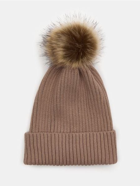 Prążkowana czapka beanie - beżowy. Brązowe czapki i kapelusze damskie Sinsay, bez wzorów, prążkowane. Za 15.99 zł.