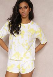 Żółte Szorty z Gumką w Pasie ze Wzorem Tie Dye Nurici. Żółte szorty damskie Renee, l, bez wzorów. Za 29.99 zł.