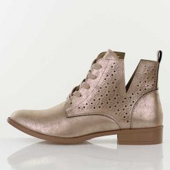 Złote ażurowe botki damskie Jezzi Mam65-112. Żółte botki damskie Jezzi, na jesień, z jeansu, boho, bez obcasa, na obcasie, bez zapięcia. Za 249.00 zł.