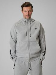 4F Bluza dresowa regular z kapturem męska - szara L. Szare bluzy męskie 4f, l, bez wzorów, z bawełny, z kapturem. Za 199.99 zł.