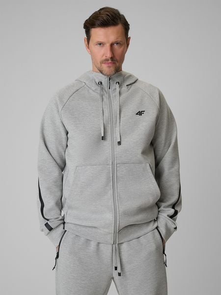 4F Bluza dresowa regular z kapturem męska - szara M. Szare bluzy męskie 4f, m, bez wzorów, z bawełny, z kapturem. Za 199.99 zł.