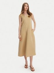 Weekend Max Mara Sukienka codzienna Egoista 2515221072 Beżowy Regular Fit. Brązowe sukienki damskie Weekend Max Mara, na co dzień, bez wzorów, ze lnu, bez kołnierzyka, bez ramiączek, proste. Za 839.99 zł.
