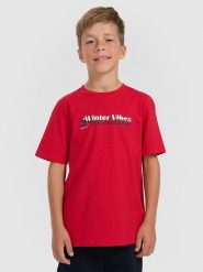 4F T-shirt regular z nadrukiem chłopięcy - czerwony 152 (11-12 lat). Czerwone t-shirty dla chłopców 4f, bez wzorów, bez ramiączek. Za 39.99 zł.